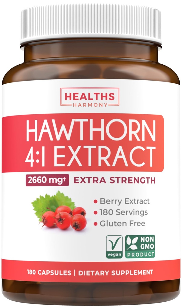 Super Potent Hawthorn Berry Extract Kapseln - Hawthorn Berry Supplement Hergestellt aus extra Stärke Konzentrat zur Unterstützung Herz und Verdauungsgesundheit - Vegan Non-GMO & Gluten Free (6 Monate Versorgung)