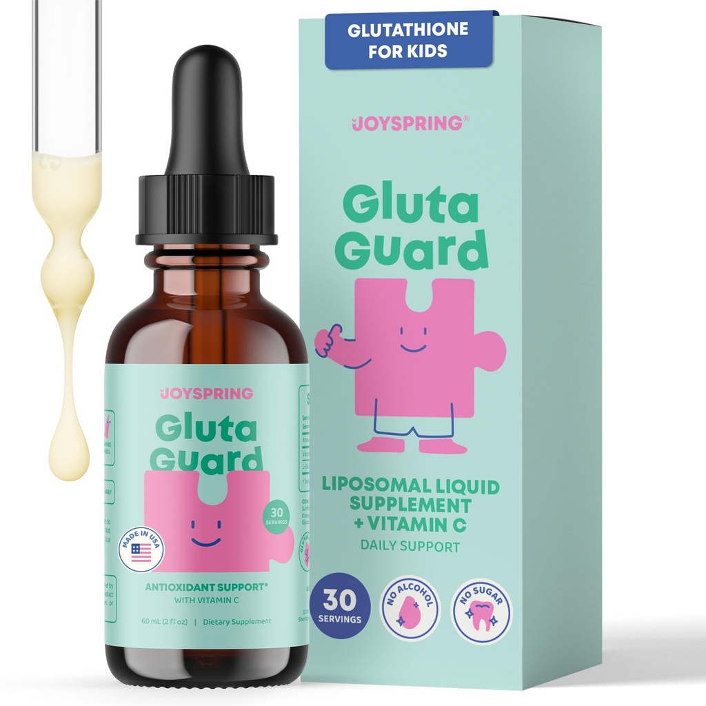 JoySpring Liposomal Glutathione Ergänzung für Kinder | Unterstützt Rede und Augenkontakt | 50 MG Antioxidans L-Glutathione Tropfen | 2 oz Liquid Detox Ergänzung
