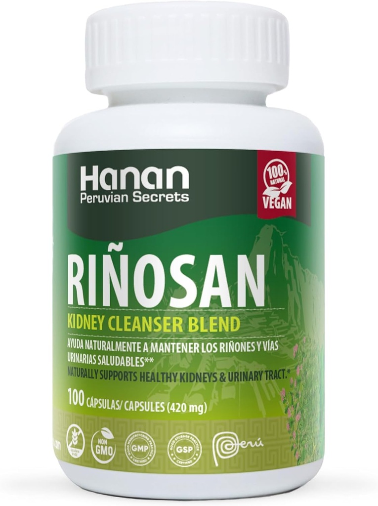 Hanan Rinosan Kidney Cleanser Blend | 100 Kapseln | Natürliche Hilfsmittel bei der Unterstützung gesunder Nieren- und Harnwegefunktion