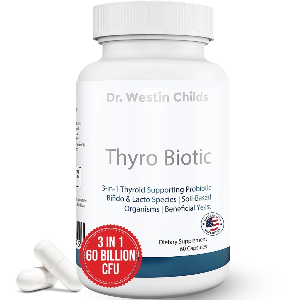 Dr. Westin Childs Thyro Biotic | Probiotic for Women - Support Thyroid, Digestive Health & Hormone | Saccharomyces boulardii, Bacillus coagulans, lactobacillus & bifido 60 Billion CFU | 30 Servietten