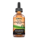 Vegan Vitamin D3 + K2 (MK-7) Flüssigkeitstropfen mit MCT-Öl, Pfefferminz-Flaschen, hilft starke Knochen und gesundes Herz zu unterstützen