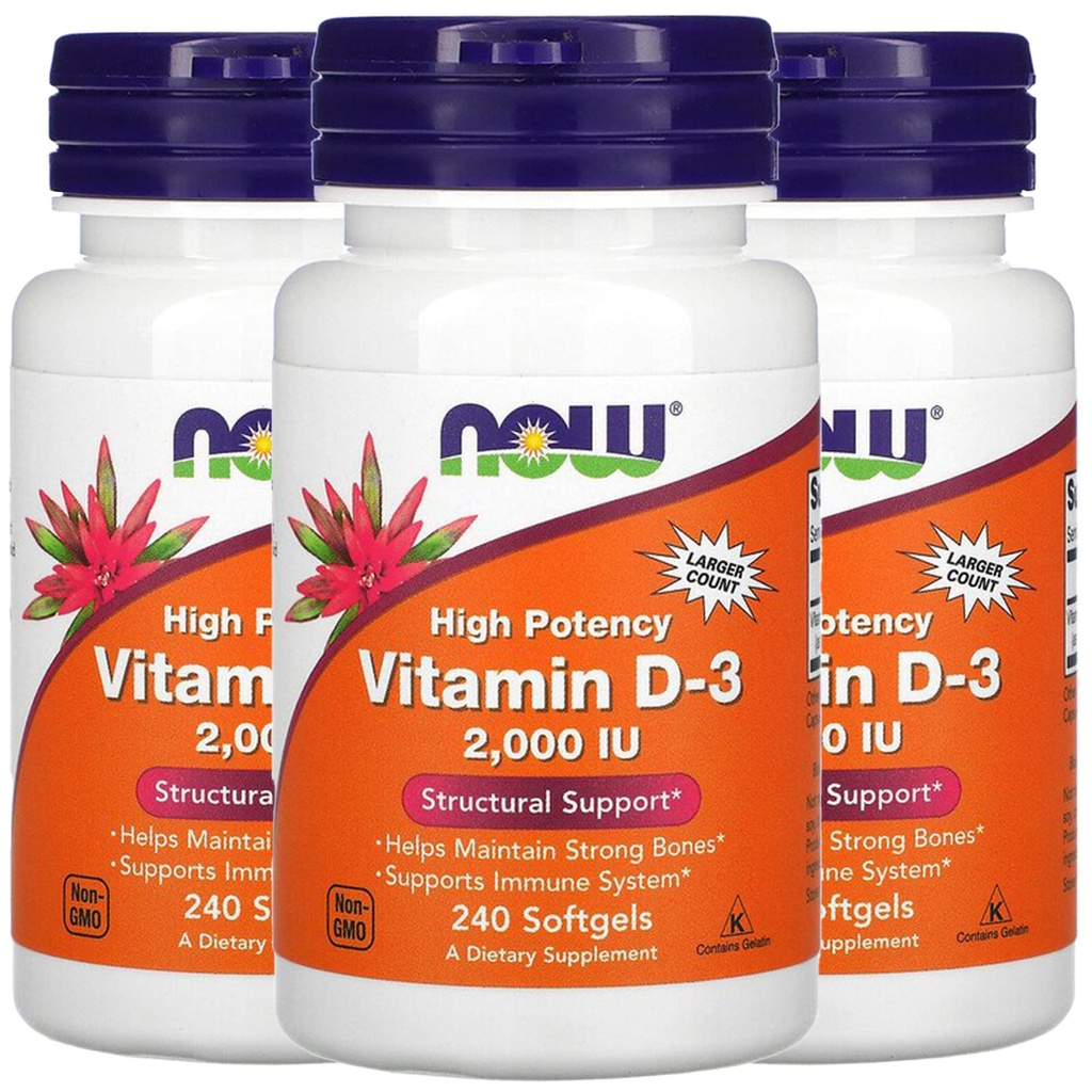 Jetzt Lebensmittel Jetzt Lebensmittel Vitamin D-3, 50 mcg (2.000 IU), 240 Softgels, 3 Pack