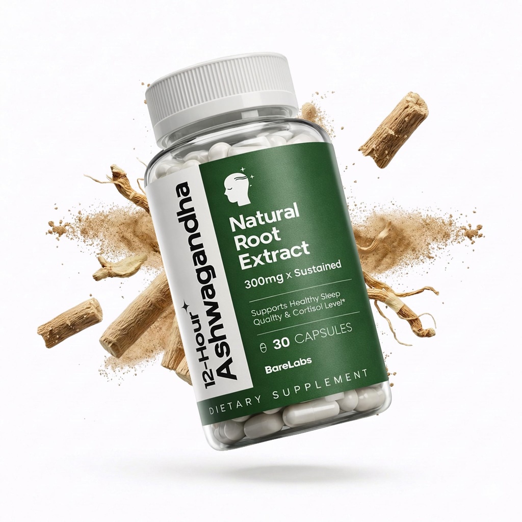 Ashwagandha 300mg + 12 Hour Time Release Root Extract (Prolanza®) + Stress, Schlaf &amp; Energie Support Supplement für Männer & Frauen - 30 Tage Versorgung