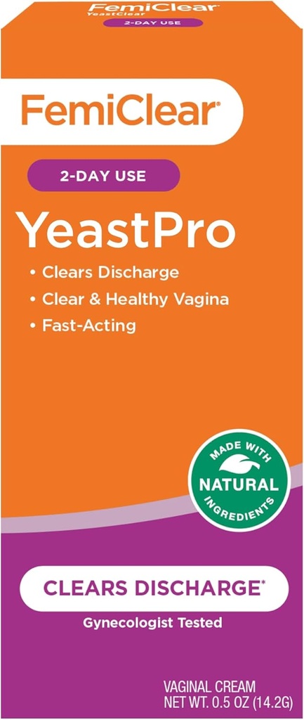 FemiClear YeastPro Cream, Clears Discharge, Fast-Acting, Hergestellt mit natürlichen Zutaten, Gynäkologe getestet, 0.5oz Creme