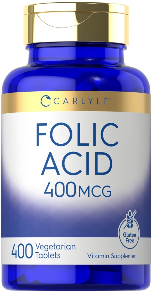 Carlyle Folic Acid 400 mcg | 400 Tabletten | Vegetarisch, Non-GMO, Glutenfreie Ergänzung
