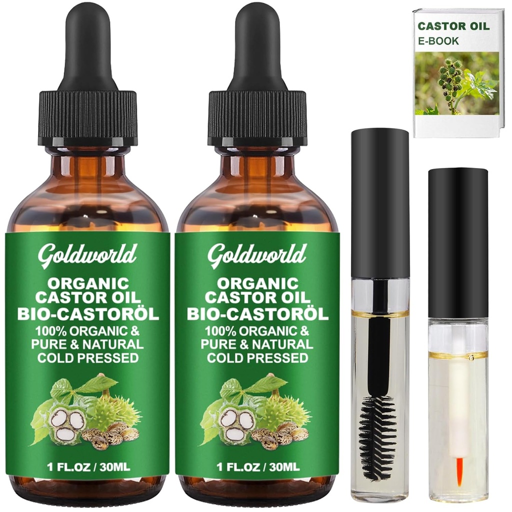 Rizinusöl Organisch und rein kalt gepresste ungeraffte Wimpern Wachstum Serum, Hexane freie Glasflasche Lash, Weihnachtsgeschenke für Frauen Stocking Stuffers