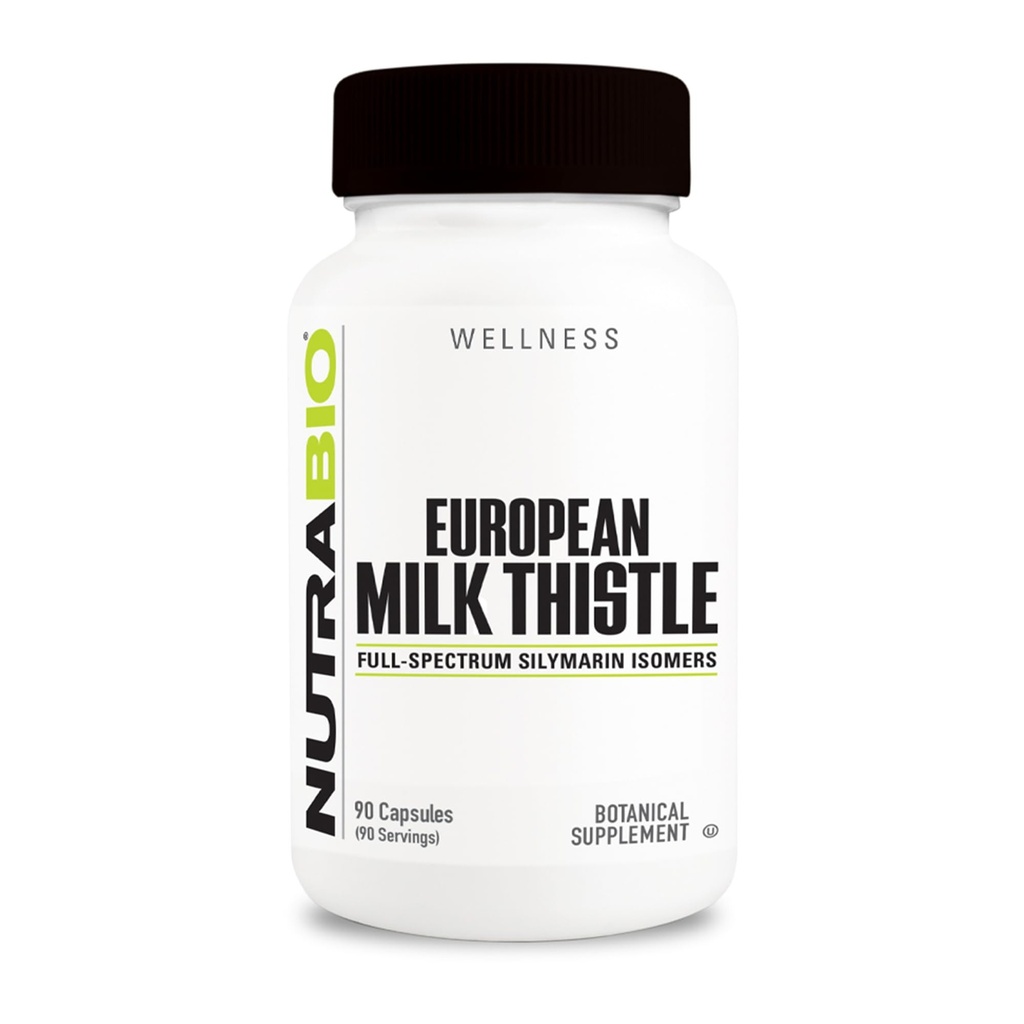 NutraBio European Milk Thistle Supplement, 241mg - Unterstützt antioxidative Vorteile und Wellness, 90 Kapseln