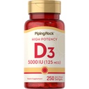 Piping Rock Vitamin D3 5000 IU | 250 Softgels | High Potency Supplement | Non-GMO, Glutenfrei