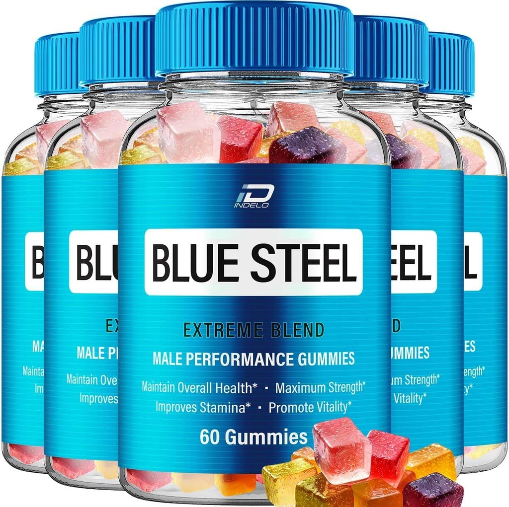 Blue Steel Gummies - BlueSteel Hanf Gummis, Steel Blue Offizielle Formel Hanf Gummis - Natürliche Hanf Öl Advanced Formulation, Blaue Stahl Hanf Gummies Bewertungen (5 Pack - 300 Gummies)