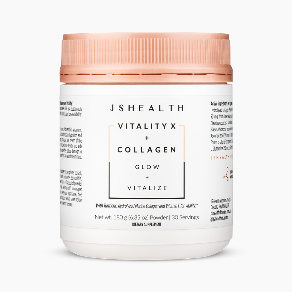 JSHealth Vitamines Vitalité X + Collagène - Supplément en poudre de beauté avec Aloe Vera Silica et Vitamines C & E à la peau et aux ongles de cheveux Nourish (180g)