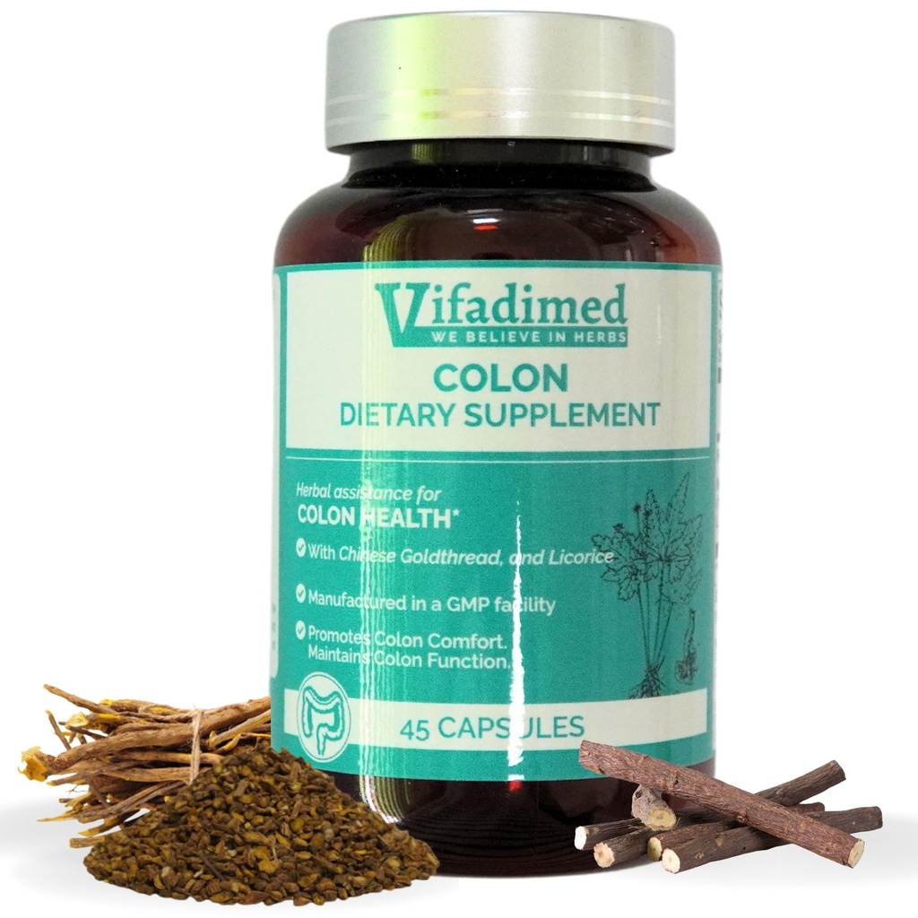 Colon pour Diarrhée, IBS-D, Colite, Irritation apaisante, Fonction d'Enhances Colon. Doublure Gut, Microbiome Gut, Motilité Gut. IBS Relief.-45 Capsules
