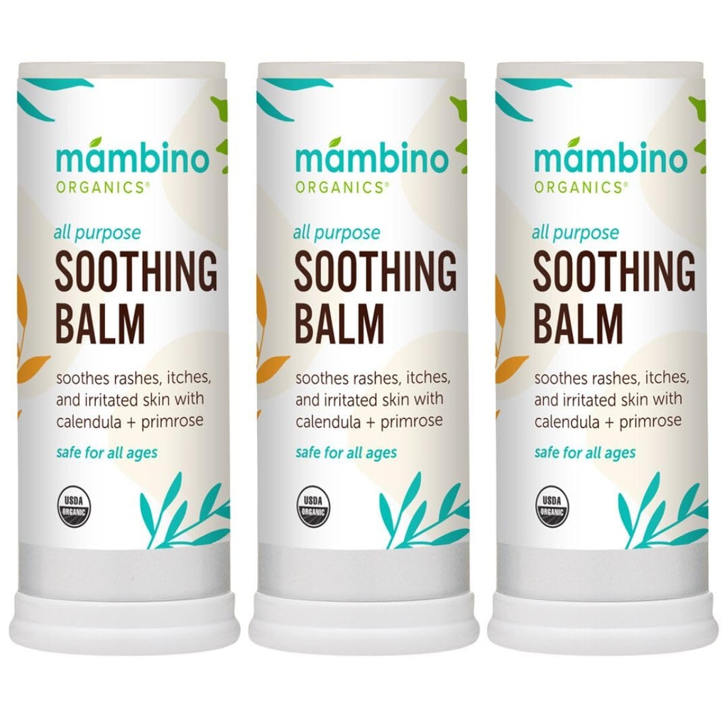 Alle Zweckberuhigende Balsam – Organic, Egyptian Calendula & Evening Primrose – Itch Relief für Bug-Bites, Diaper-Rash, Irritated Skin, Baby Balm Stick – Cruelty-Free von Mambino Organics, 3-Pack