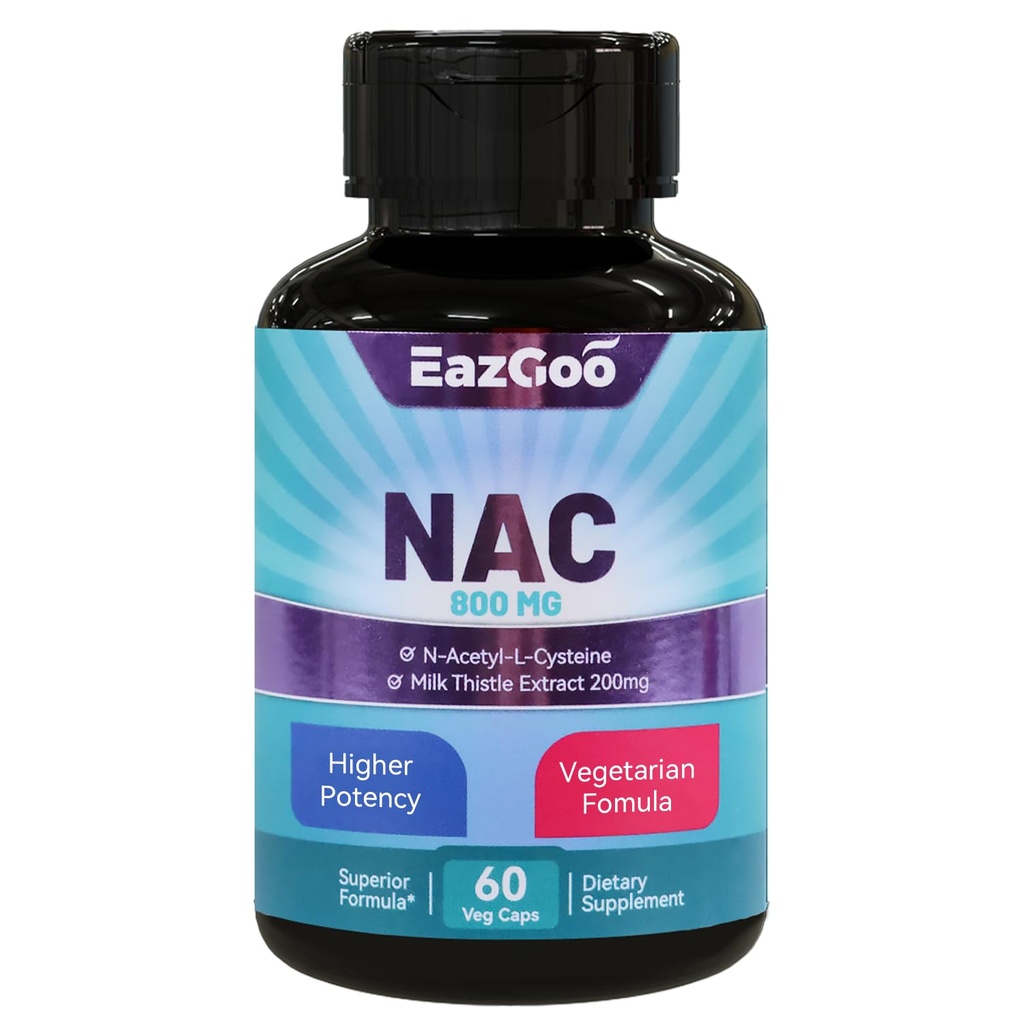 NAC Supplement N-Acetyl Cystein 800mg, mit Milchdistel 200mg, Non-GMO, Glutenfrei - 60 Kapseln