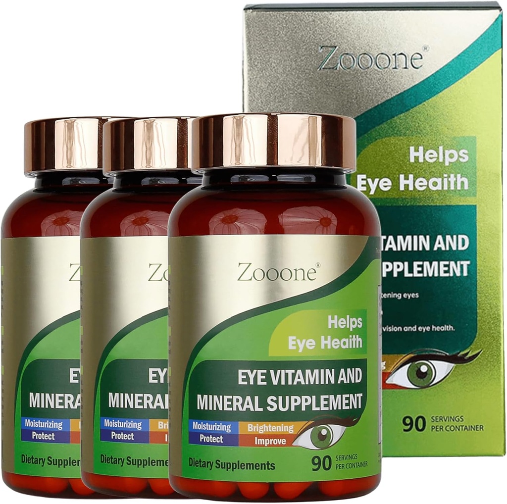 zooone- Lutein Augen Vitamine Ergänzung für Macular Health und Dry Eye, enthält Lutein, Zink, Vitamine C/E & Zeaxanthin zur Unterstützung der Augengesundheit, 90 Tabletten (3)