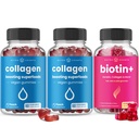 NutraChamps ensemble complet cheveux, peau et ongles - Biotin, collagène, kératine et plus