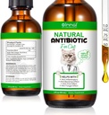 60ML-Antibiotika für Katzen, Premium-Kat-Antibiotika-Ergänzung, Katzen Multivitamin, Natürliche Antibiotika für Katzen, Katze Antibiotika unterstützt Immun- und Katzen-Allergie-Relief-2 Fl Oz