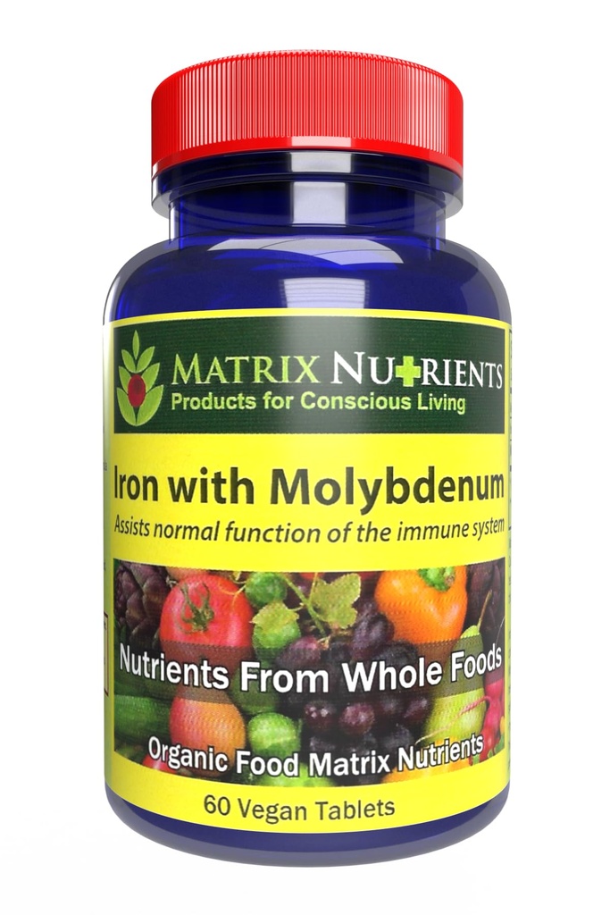 Eisen mit Molybdän - Immun- und Stressunterstützung, ANTIOXIDANT Health, Assists with Cellular Growth - 100% Organic - Vegan Tablets (60ct)