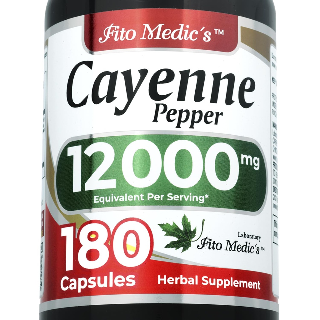 FITO MEDIC's Lab | Cayenne Pfeffer Kapseln Bio | Cayenne Pfeffer Extrakt | 600 mg 20:1 pro 3-Kapseln Servieren | 180 Kapseln
