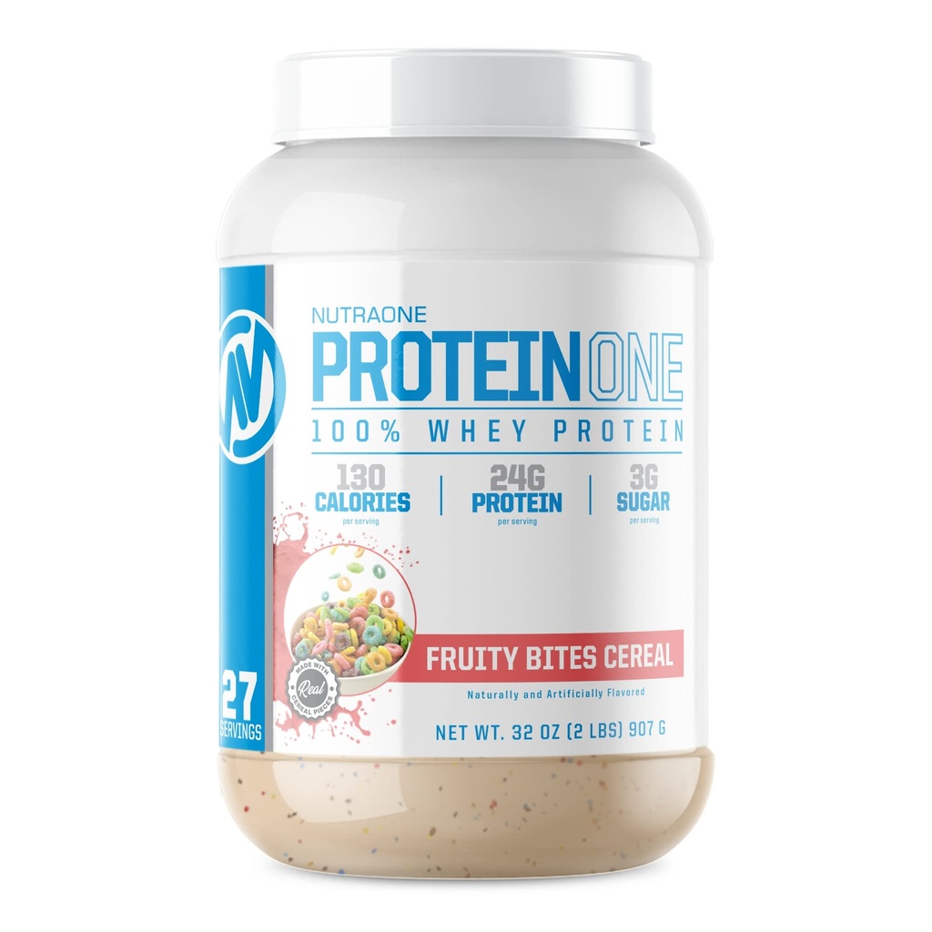 NutraOne ProteinOne Whey Protein Fördern Sie Erholung und bauen Sie Muskel mit einem Protein Shake Pulver für Männer & Frauen (Fruity Bites Cereal - 2 lbs.)