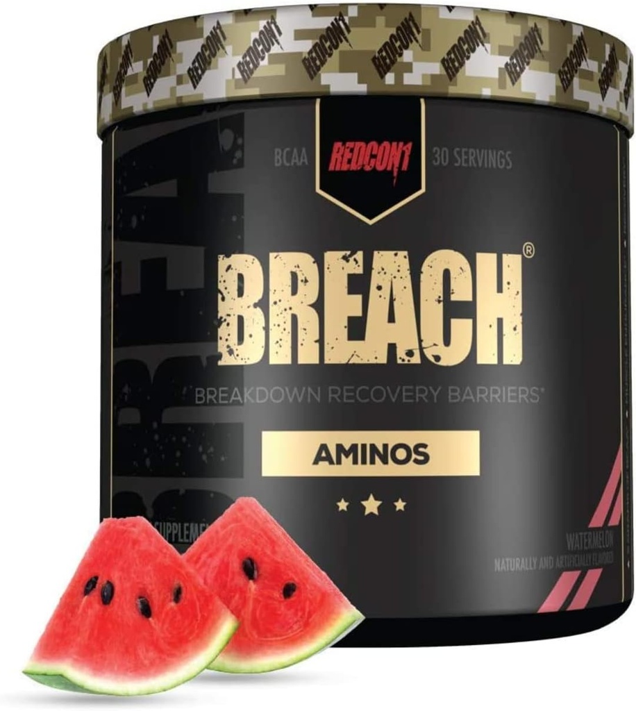 REDCON1 Breach BCAAs, Watermelon - Keto Friendly + Sugar Free Essential Amino Acids for Recovery - Enthält BCAAs L-Leucine, L-Isoleucine & L-Valine (30 Portionen)