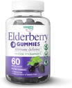 Elderberry-Gummien mit Vitamin C und Zink - Immune Booster Elderberry-Gummien für Erwachsene und Kinder - Vegan Natural Ingredients Defense Multivitamines mit Antioxidant-Unterstützung (60 Gummi)