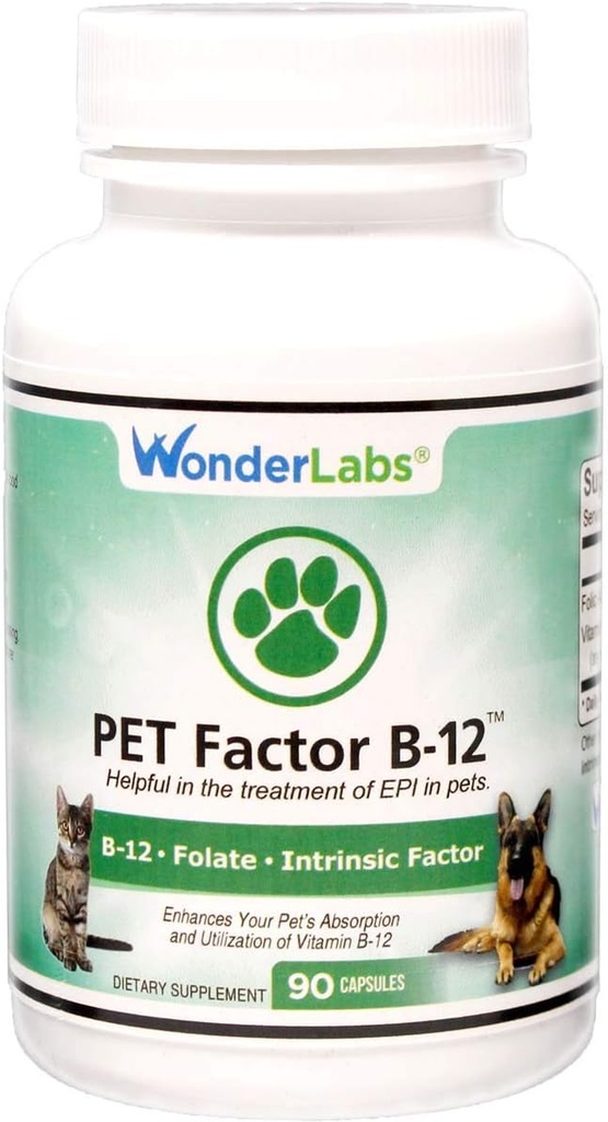 Wunder Laboratories Pet Factor B-12 | Vitamin B-12 in Methylcobalamin Form | Beliebt in der Behandlung von EPI in Hunden.