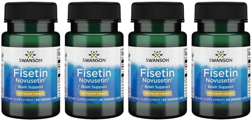 Swanson Fisetin Molecularly Similar to Apigenin, Luteolin, and Quercetin 100 Milligrams 30 Veg Capsules (4 Pack)