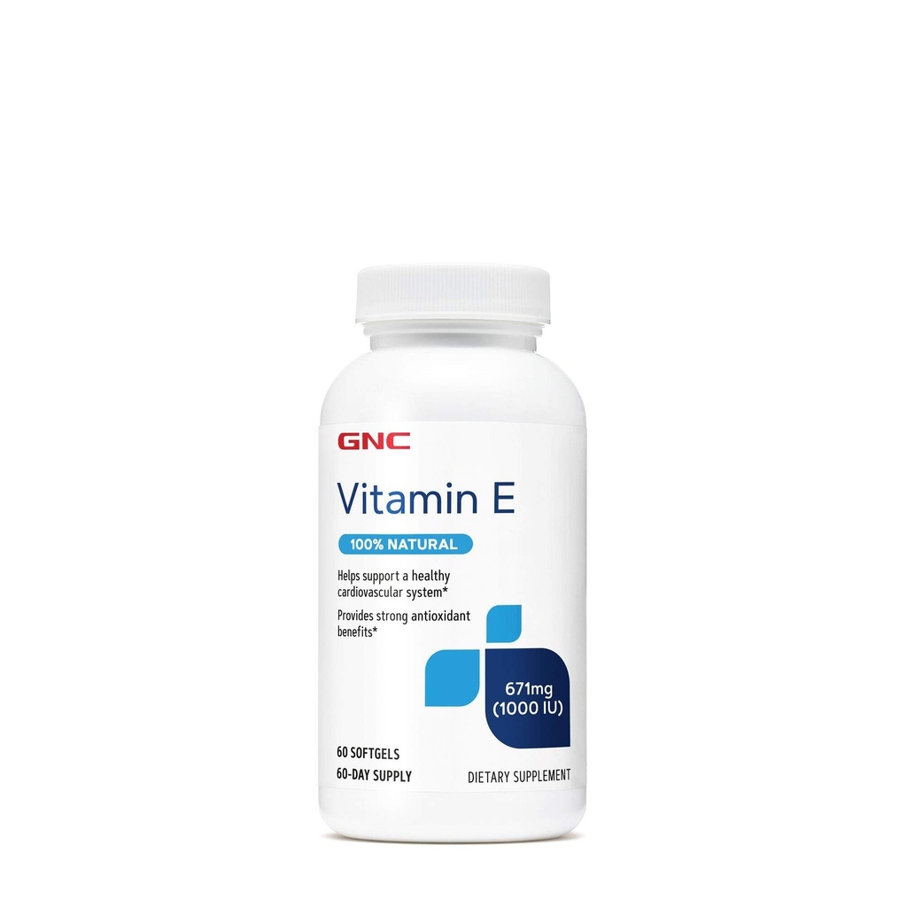 GNC Vitamin E 100% Natural 1000IU - 60 Softgels, 60 Servietten