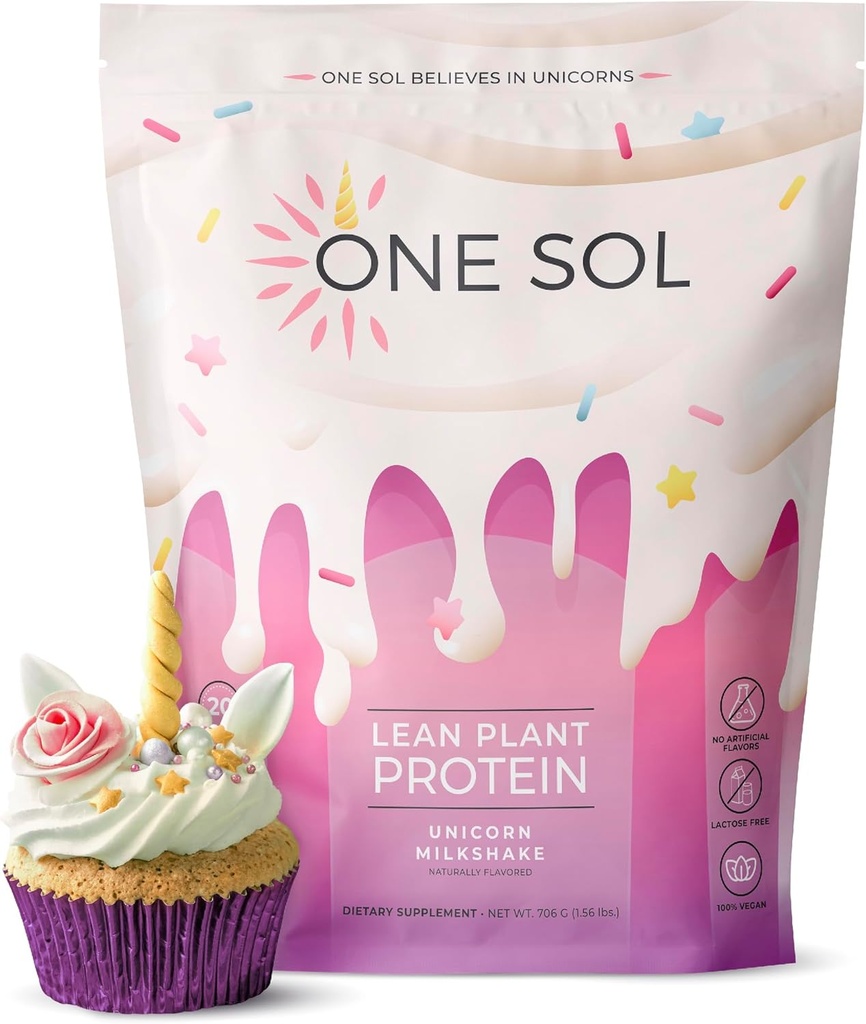 Une poudre de protéines à base végétale de Sol Lean, de pois et de riz brun, faible teneur en glucides, végétalien - sans gluten, lactose et soja - Pas d'ajout de sucre, non-OGM, nutrition propre, pas de ballonnement (Licorne)