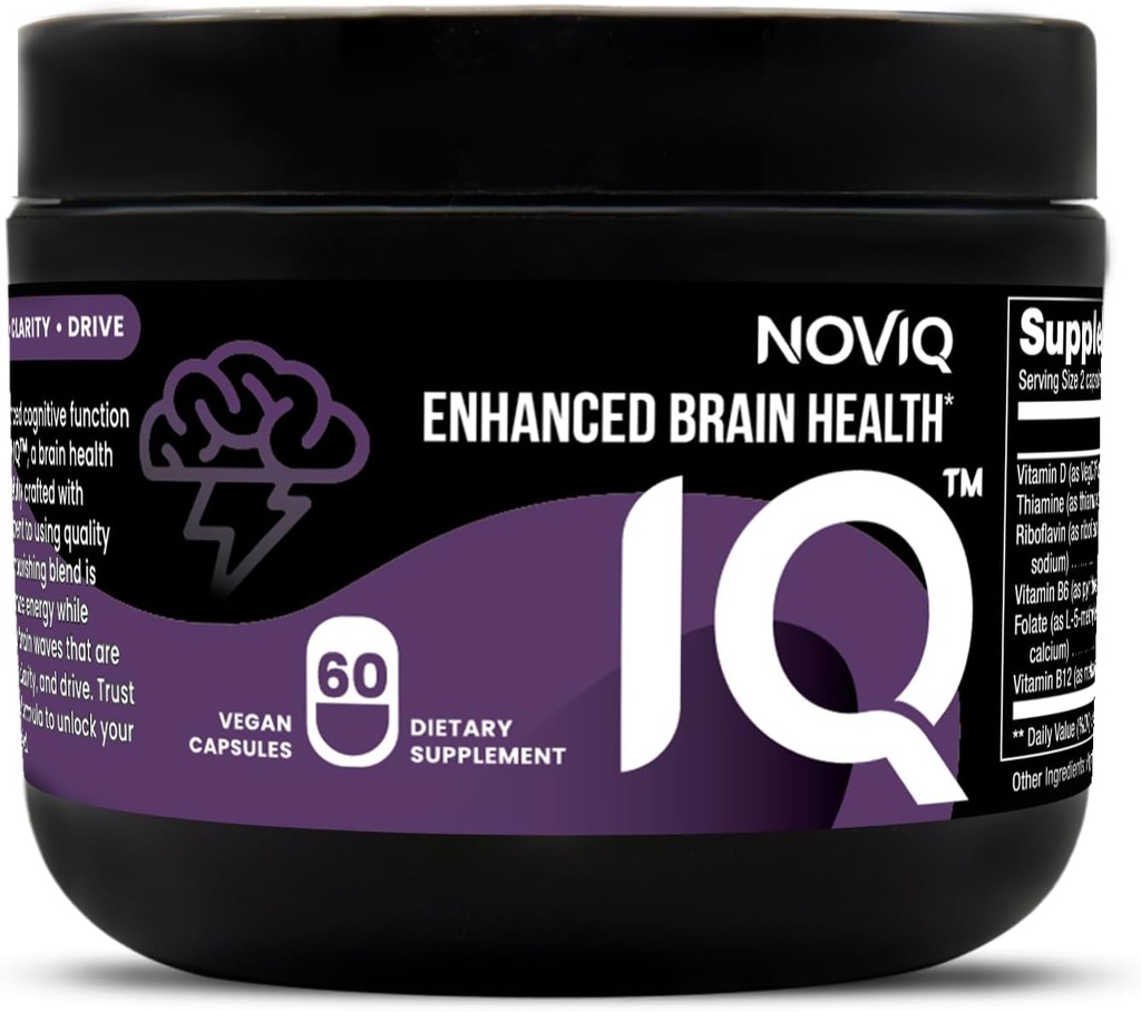 IQ - 11-in-1 Nootropic Brain Supplement: Unterstützt Gedächtnis & Kognition - Bioactive B-Complex w/ 5-MTHF, L-Theanine, L-Tyrosine, Bacopa, Ginkgo, Huperzine - Vegan, Non-GMO, Koffeinfrei - 60 Count