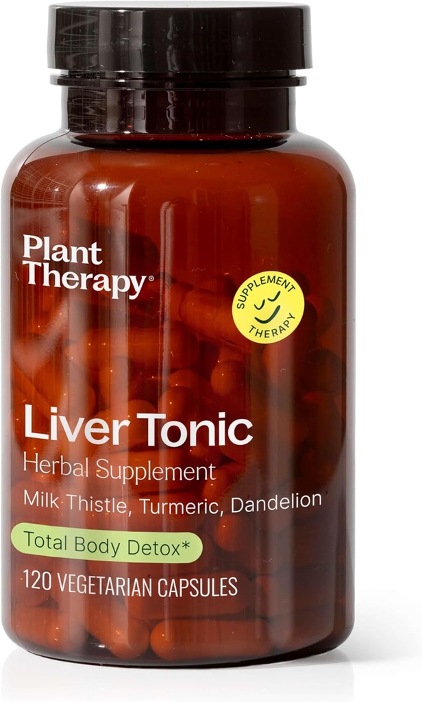 Pflanzentherapie Liver Tonic Kräuterergänzung Kapseln, unterstützt Leberfunktion, Entgiftung für optimale Gesundheit, natürlich steigert Energie Levels, 120 vegetarische Kapseln (4 Monate Versorgung), Made in USA