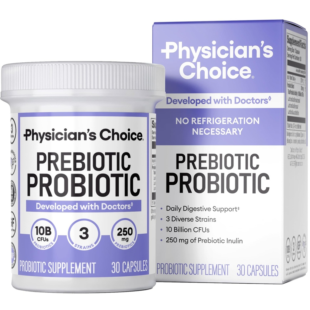 CHOIX du médecin Prébiotique-Probiotique - Probiotiques multi-trains et prébiotiques synergiques -Conçu pour la santé digestive, soutenir le microbiome Gut - Puissant PréPro pour la santé Gut - pour les femmes et les hommes