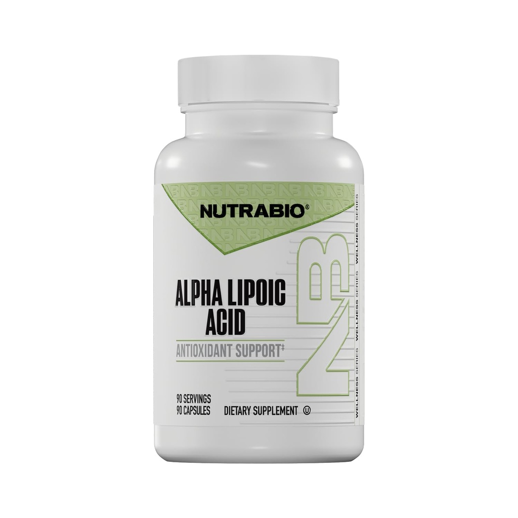 NutraBio Alpha Lipoic Acid (ALA) Supplement, 300mg – Unterstützt Antioxidans Gesundheit, May Boost Energy Production and Wellness, 90 Gemüsekapseln