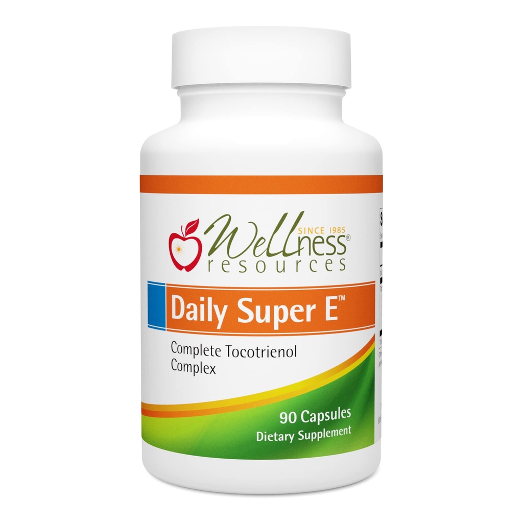 Ressources de bien-être Daily Super E - Complexe de vitamine E du tocotriénol : Vitamine E sans soja avec Delta, Gamma et Tocotriénols alpha pour la protection des antioxydants, source naturelle, non-OGM (90 capsules)