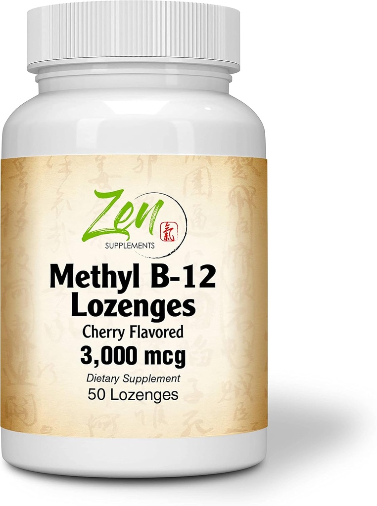 Methyl Vitamin B-12 Ergänzung - mit Vitaminen B6, Folat, Biotin - Unterstützung Herz-Kreislauf-Gesundheit, Gesundes Immunsystem, Gehirn- & Nerve-Funktion - 50 Lozenges