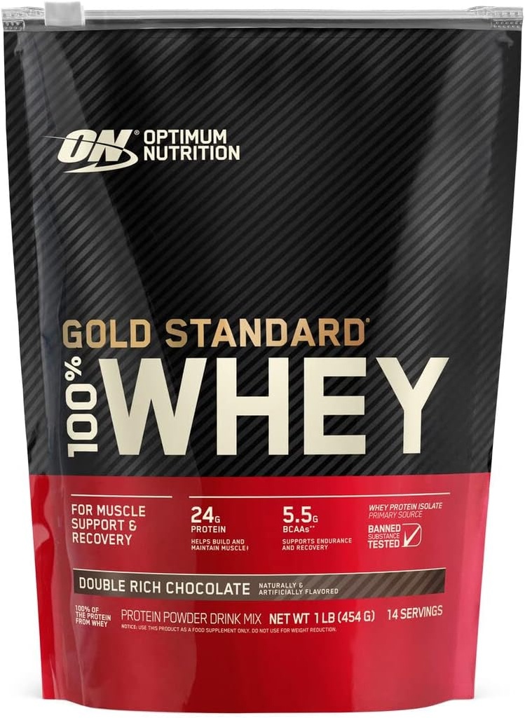 Optimum Nutrition Or Standard 100% poudre de protéines de lactosérum, chocolat double riche (1 lb.), emballage peut varier