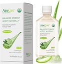AloeCure USDA Bio Aloe Vera Juice fabriqué dans les 12 heures de la récolte - Pure Aloe Juice Supplément digestif naturel pour soutenir la digestion, le système immunitaire et l'acidité équilibrée de l'estomac, bouteille de 500ml