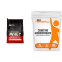Optimum Nutrition Gold Standard 100% Whey Protein Powder, Vanilla Ice Cream, 10 Pound (Verpackung Mai Vary) & BulkSupplements Micronized Creatine Monohydrat Pulver (1 Kilogramm)