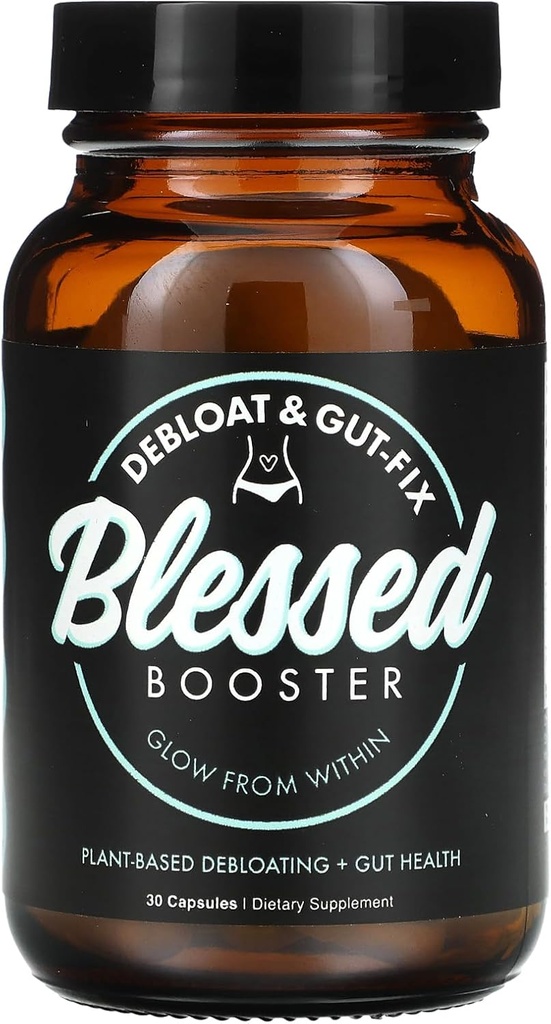 BLESSED Booster De-Bloat & Gut Fix - Tägliche De-Bloat & Gut Gesundheit für Belly Bloat Relief & Wasser Retention, Verdauungsenzyme, Pflanzen-Based, Vegan-Friendly, Gluten-Free, Sugar-Free (30 Kapseln)