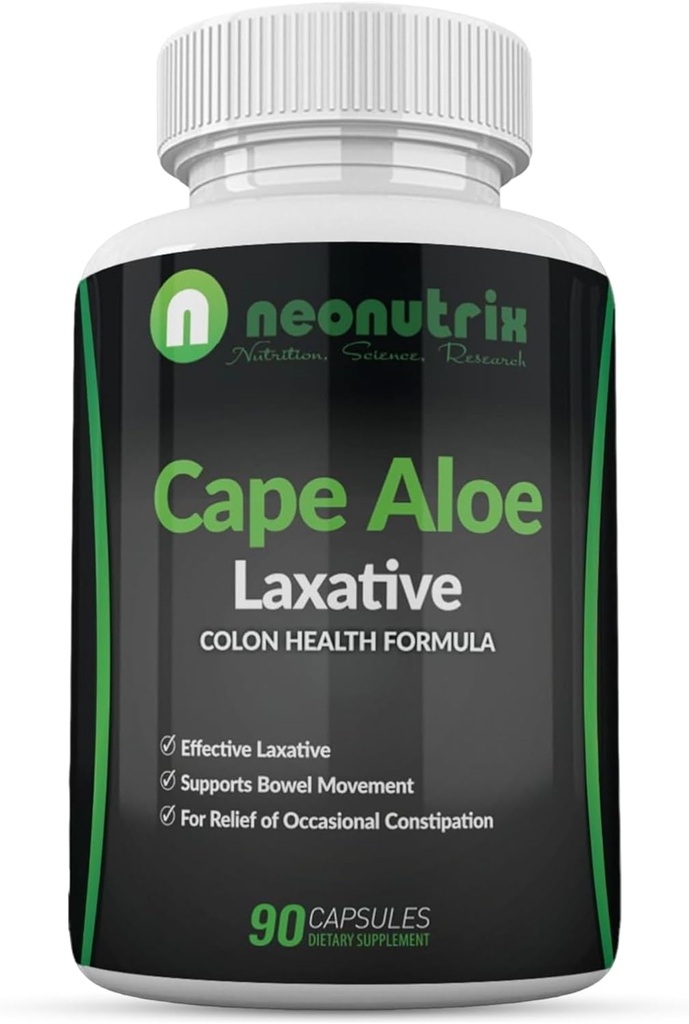 Cape Aloe Laxatifs naturels pour le soulagement de la constipation- favorise le mouvement de Bowel sain- Supplément pour les hommes et les femmes - Detox à base de plantes - 90 capsules - Fabriqué aux États-Unis par Neonutrix