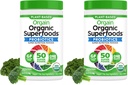 Poudre de vert organique d'orgaine + 50 superaliments, original - 1 milliard probiotiques pour la santé des gorgés, antioxydants, végétalien, à base de plantes, sans gluten, sans OGM, sans lait et sans mélange de jus et de smoothie - 0,62lb