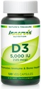 High Potency Vitamine D3 5000 UI – Boost Immune, soutien os et dents, facile à avaler 120 capsules de légumes