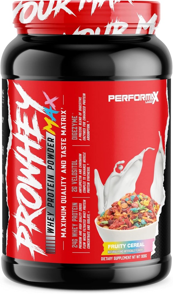 ProWhey Max Whey Protein Pulver | Maximale Qualität und Geschmack | 24g Protein mit zugesetzten Verdauungsenzymen | Delicious Flavors (Fruity Cereal, 2 Pfund)