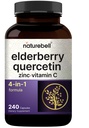 NatureBell Sambucus Elderberry Kapseln, 5000mg Pro Servieren mit Quercetin 500mg, Vitamin C und Zink, 240 Count | European Black Elderberry Fruit Extract – 4 in 1 Immun Support Supplements