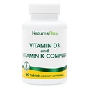 Natures Plus Vitamine D3 & K2-90 Tabletten - Fördert Knochenunterstützung, Immunfunktion, Herz-Kreislauf-Gesundheit & Stimmungsausgleich - Vegetarisch, Glutenfrei - 90 Servierungen