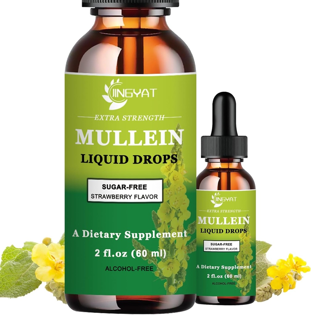 Extra Stärke 2.000mg Mullein Tropfen für Lunge, Mullein Blatt Extrakt Ergänzung, Alkoholfrei, hohe Absorption, Leistungsstarke und natürliche Vegan Mullein Flüssigkeitstropfen für Lung Cleanse, Immununterstützung