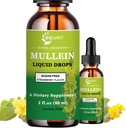 Extra Stärke 2.000mg Mullein Tropfen für Lunge, Mullein Blatt Extrakt Ergänzung, Alkoholfrei, hohe Absorption, Leistungsstarke und natürliche Vegan Mullein Flüssigkeitstropfen für Lung Cleanse, Immununterstützung