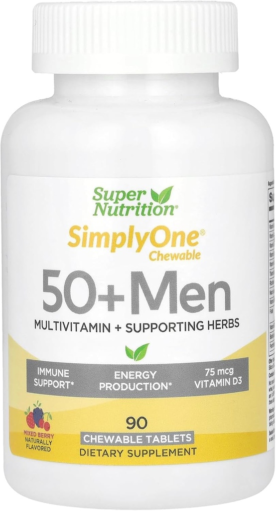 SuperNutrition Multi-Vitamin für Herren 50+, High-Potency, Ein/Tag Kautabletten, 90 Tage Versorgung Wild Berry 90 Count (Pack von 1)