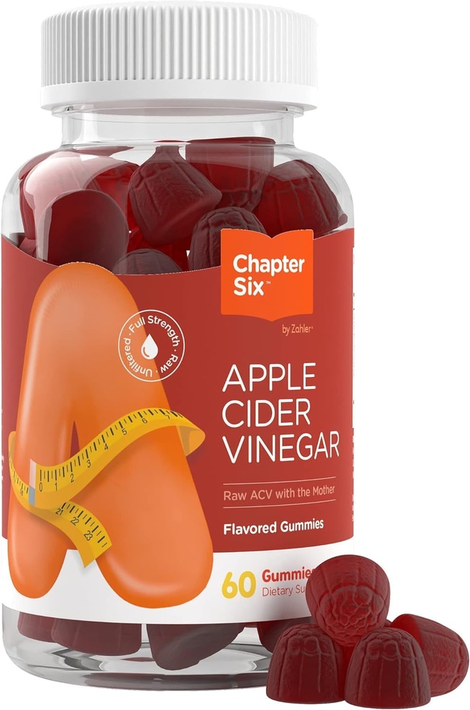 Zahler Chapitre Six Gommies de vinaigre de cidre de pomme, Pomme, 60 Gommies