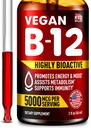 B12 Sublingual 5000 mcg Drops - Made in USA - Vegan B12 Vitamins for Energy, Mood & Memory - Hochverfügbare Sublingual Drops - Methylcobalamin für Damen und Herren - 2 fl. oz.